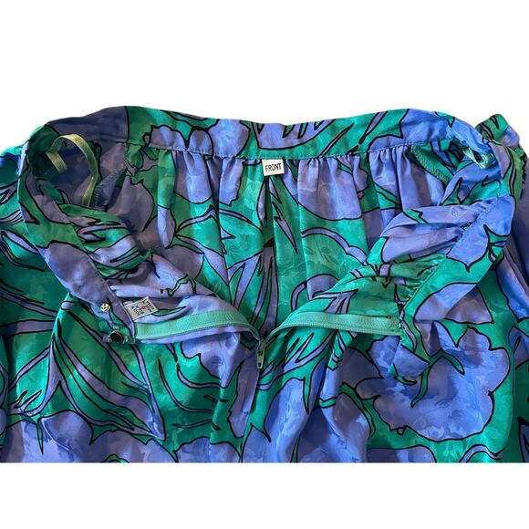 Vintage Rare 100% Silk Tropical Floral 2 Piece Skirt Set Size 6 Made in Korea - Picture 8 of 11